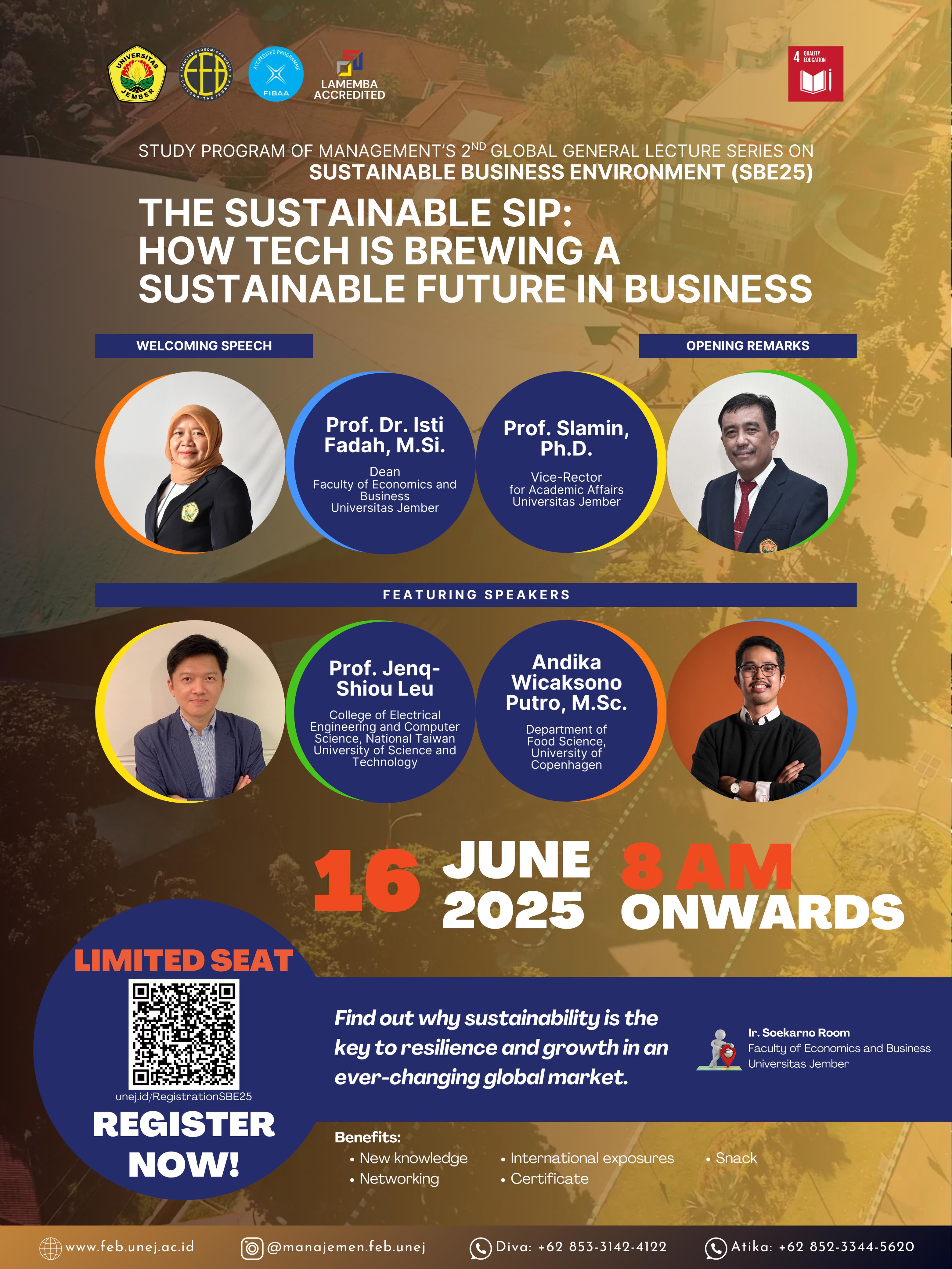 FEB UNEJ Gelar Global General Lecture Bahas Teknologi dan Masa Depan Bisnis Berkelanjutan