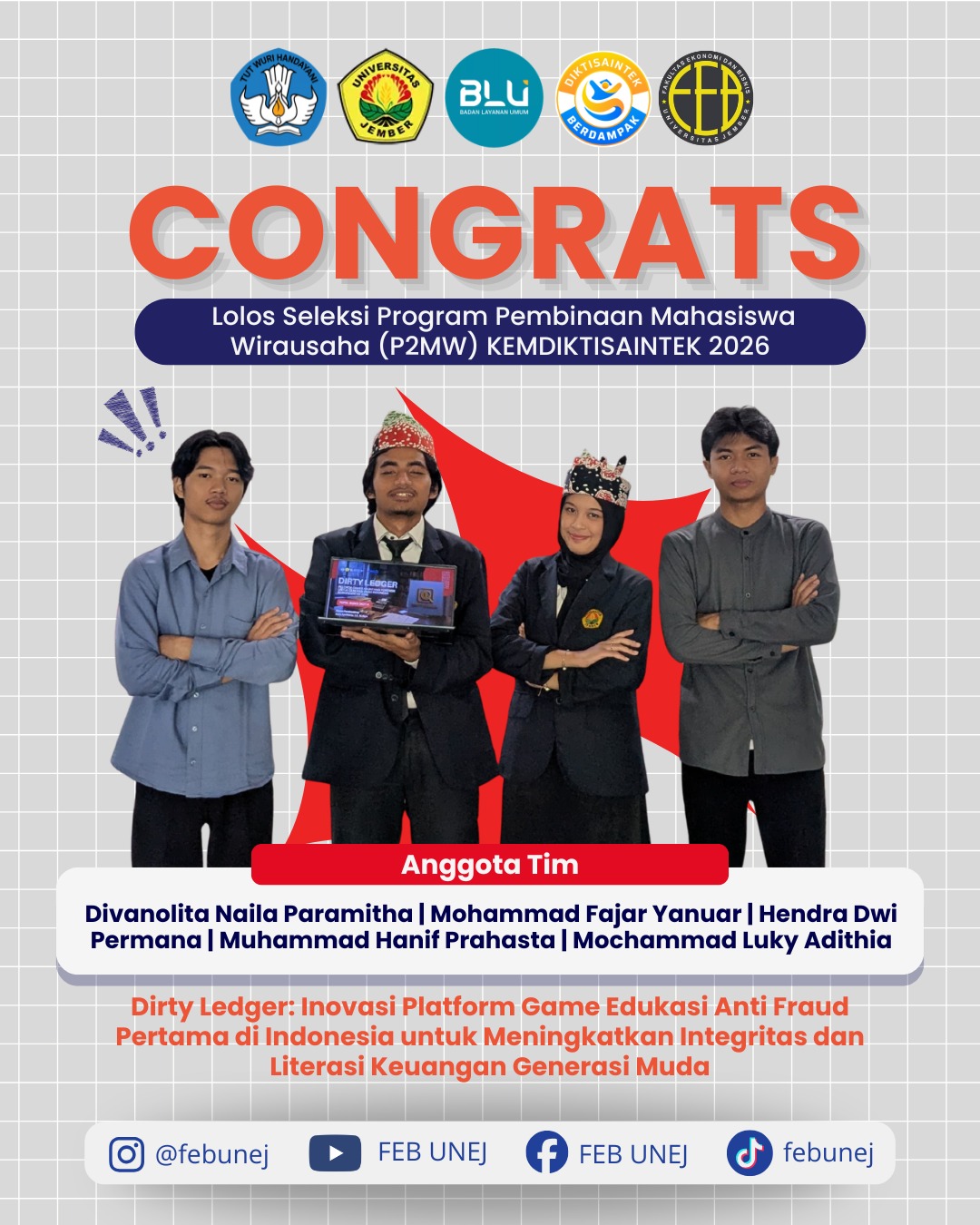 Mahasiswa FEB Universitas Jember Lolos Program P2MW KEMDIKTISAINTEK 2026 melalui Inovasi Game Edukasi Anti Fraud